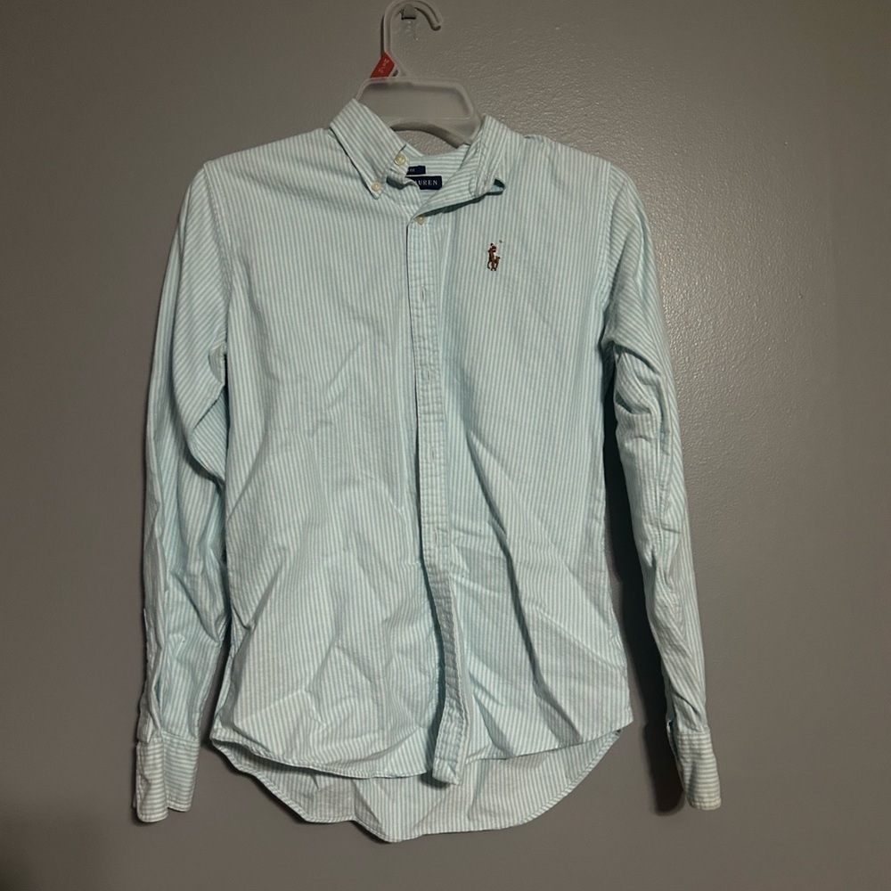 blue polo button up
